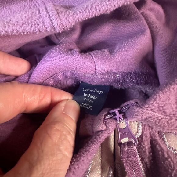 Baby Gap Toddler 2T Fleece Hoodie Sweatshirt & Pants Set Purple Warm Cozy Outfit - Picture 4 of 4